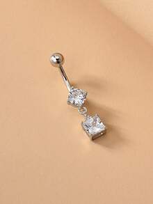1 chiếc khuyên rốn vuông đính đá Cubic Zirconia thời trang dành cho nữ, thích hợp đeo hàng ngày, đi biển, dự tiệc. - quảng trường - Xem 2