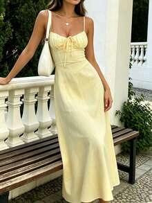 Women's Sexy Backless A-Line Casual Vacation Sundress Elegant Summer - Yellow - View 6