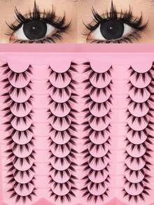 20 Pairs Of Large-Capacity Comic False Eyelashes, Fluffy And Thick Eyelashes, Slender And Enlarged Eyelashes, Cat-Eye Effect Comic Eye False Eyelashes, Pointed Tail False Eyelashes - View 2