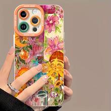 collage de hadas florales de color naranja y amarillofunda de teléfono Fundas compatibles con ,Apple,VIVO,OPPO,,, y Honor.Fabricadas en silicona TPU,ofrecen protección contra golpes y caídas. - Blanco - Ver 2