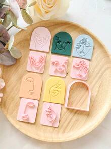 Abstract Art Line Face Seal Polymer Clay Cutter Mold With High Precision Diy Handcrafted Clay Mold Tools, Precision Knife Molds - Craft Supplies - Perfect Gift For Diy Enthusiasts - Artistic Lines Facial Seal - View 2