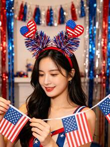 3件装独立日派对头箍，美国国旗头箍，星条旗图案，红白蓝配色，爱国头饰，派对拍照道具，适合独立日、7月4日、阵亡将士纪念日、爱国派对，礼品头箍 - 多色 - 查看 9