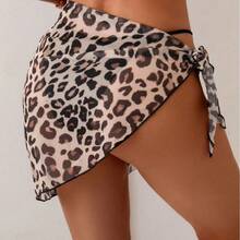 Women's Swimming Beach Leopard Print Sheer Chiffon Cover-Up Multi-Color Swimwear Cover-Up Triangle Scarf - Leopard Print - View 3