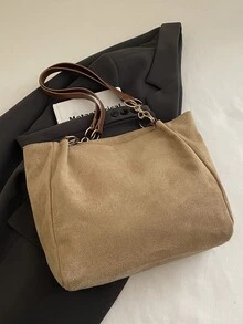 Bolso de mano de gran capacidad para mujer, nueva bolsa de hombro versátil y de moda para ir al trabajo - Caqui - Ver 8