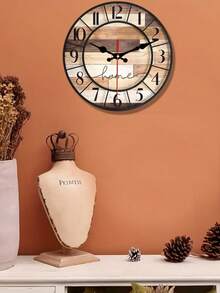 1pc 10-12 Inch Wooden Printed Wall Clock, Silent Wall Clock, Creative & Fun Design, Suitable For Home Decor And Gift, Battery Powered (AA Battery Not Included) - Multicolor - View 5