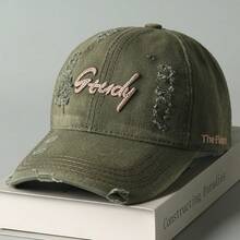 1 Piece Vintage Distressed Fashion Versatile New Baseball Cap Unisex Washed Large Head Circumference 3D Letter Embroidery Couple Duckbill Cap - Grey - View 8
