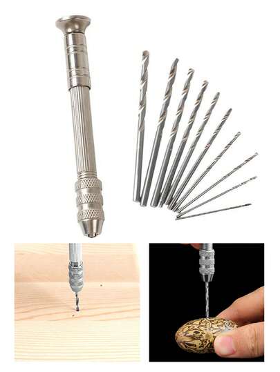 一套迷你麻花钻头套装（0.8-3.0mm），手持式针钻钻头套装，适用于DIY木工和工艺项目，精密手动冲孔工具，DIY手动冲孔钻，迷你冲孔钻头，手动冲孔器