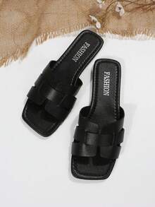 Giày sandal đế bằng mũi vuông thời trang mới dành cho nữ - màu đen - Xem 5