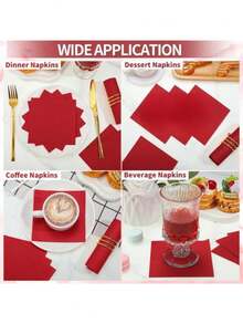 20/60/120张装鸡尾酒餐巾纸 红色派对餐巾纸 红色甜点饮料餐巾纸 适用于母亲节、生日、婚礼 5 x 5英寸 - 查看 8