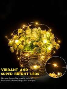 10/5件/1件 電池供電 LED 迷你星星仙女燈，銅線螢火蟲串燈，童話星空燈，適用於梅森罐、婚禮、派對、聖誕中心裝飾、桌面裝飾、梅森罐花瓶、居家、生日禮物、聖誕樹裝飾、暖白色、萬聖節裝飾 - 暖色 - 查看 6