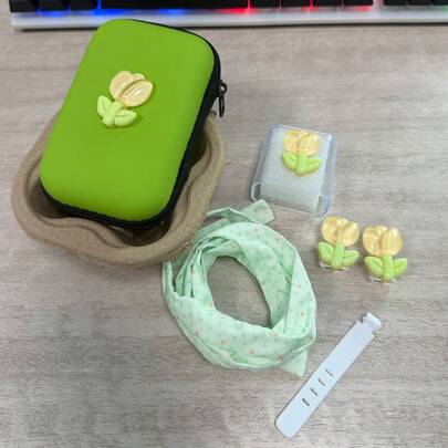 6 Stück hochwertiges Tulpen Ladekabel Organizer Set, kompatibel mit Apple 20W Schnellladegerät, unzerbrechlich, tragbar & leicht zu verstauen, süße digitale Accessoires für modebewusste Mädchen