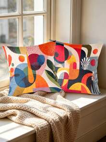 4 fundas de cojín con arte abstracto colorido, diseños geométricos, funda de cojín impresa por un solo lado, funda de cojín de piel de durazno para cama, lavable a máquina, decoración para sala, decoración para sofá, decoración para el hogar, decoración para fiestas, recuerdos de fiesta, regalos de fiesta - color - Ver 5