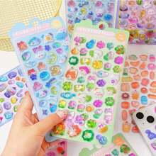 Bộ 2 miếng (kiểu ngẫu nhiên) / 1 miếng dán hoạt hình 3D nổi chất lượng cao thế hệ thứ 2, chắc chắn và dễ thương, thích hợp để tự làm, có thể dùng làm quà tặng nhỏ. - Nhiều màu - Xem 3