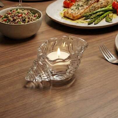透明玻璃贝壳烛台套装，装饰品，浪漫烛光晚餐装饰