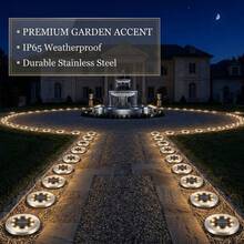 2 đèn năng lượng mặt trời gắn đất, đèn đường dạng đĩa xoay 8 LED, đèn sân vườn ngoài trời bằng thép không gỉ ánh sáng trắng ấm. - màu trơn - Xem 10
