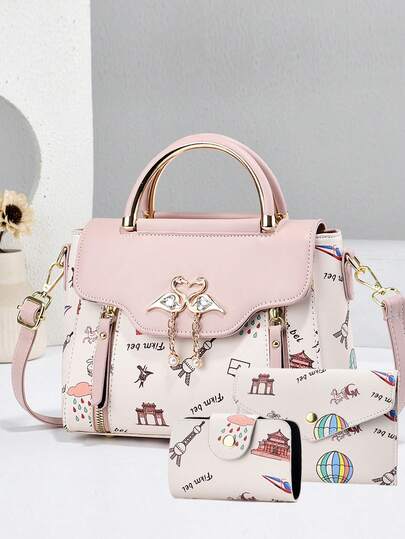 Women's Bag Set, Fashionable Shoulder Bag, Printed Handbag, Versatile Casual Tote Bag, Crossbody Bag For Shopping And Outings