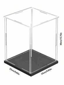透明亚克力展示盒，23种尺寸可选，可自行组装，适用于模型、积木、工艺品、纪念品展示及防尘/收藏品展示盒/展示柜 - 黑底+鏡面 - 查看 24
