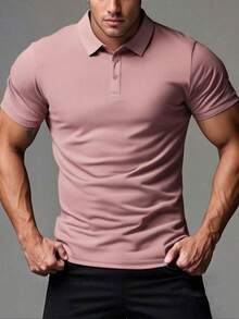 Men's Casual Solid Color Breathable Fashion Business POLO Shirt, Summer,Sports&Outdoor-Tennis&Golf - Red - View 6