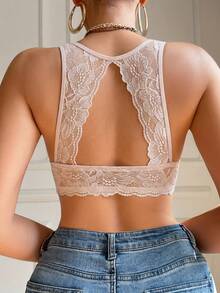 Women's Front Closure Lace Underwire Push Up Bra, Beautiful Back Design, Breathable Comfy, Bust Lifting Gathering, Suitable For Daily And Casual Wear - Beige - View 12