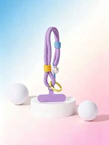 1 pieza Cordón de unicolor con perla falsa, Correa tejida para muñeca, Accesorio de colgante para funda de teléfono, Accesorio de pulsera - Multicolor - Ver 1