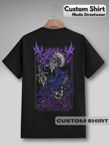 Streetwear T-Shirt Dark Gamer Souls Fantasy Purple Print Aesthetic Medieval Gothic Game - màu đen - Xem 4