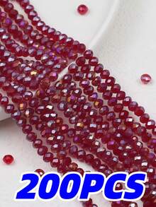 200pcs 3mm Flat Oval AB Color Glass Crystal Beads, Suitable For DIY Handmade Fashion Bracelet Necklace Jewelry Making Accessories - Multicolor - View 17