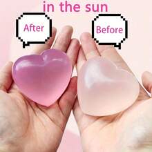 1个6厘米心形变温棉花糖，适合作为节日礼物、趣味可爱礼物、生日礼物、复活节礼物、万圣节礼物、圣诞节礼物、派对礼物、软萌玩具、解压玩具、Nee Doh、饺子造型软萌玩具 - 愛心 - 查看 2