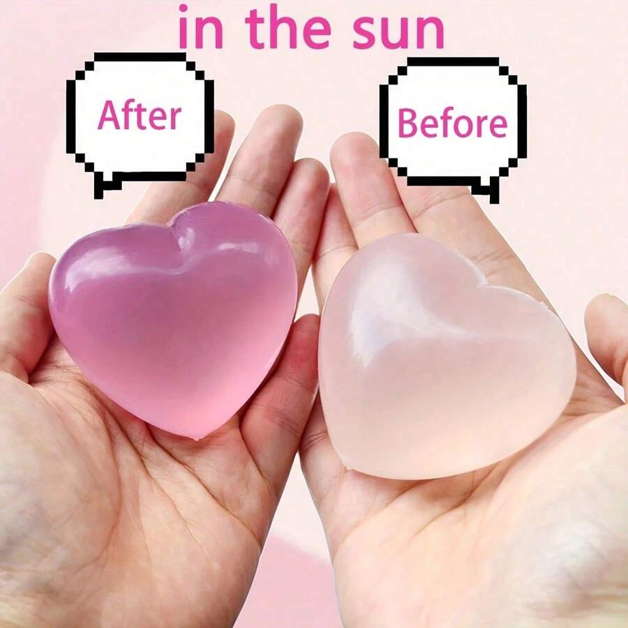 1个6厘米心形变温棉花糖，适合作为节日礼物、趣味可爱礼物、生日礼物、复活节礼物、万圣节礼物、圣诞节礼物、派对礼物、软萌玩具、解压玩具、Nee Doh、饺子造型软萌玩具