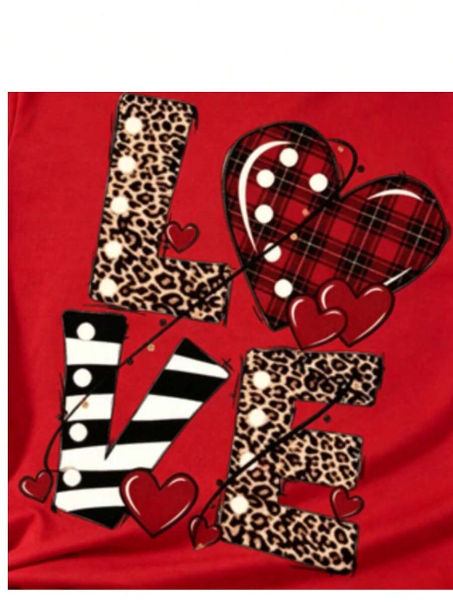 Heart T-Shirt With Words Of Kindness - Minimalist And Positive Style - 紅色 - 查看 1