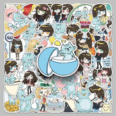 50 miếng dán Kitty Maiden phong cách Retro Ins 2D Fantasy Sun Ins Y2K Downtown Aesthetic, quà tặng hài hước và vui nhộn, hình dán anime thập niên 80 90 dùng cho sổ lưu niệm, phong bì, bình nước, máy tính, laptop, điện thoại, hành lý, sổ tay, tủ lạnh, tiệc lễ hội, trang trí Giáng sinh, năm mới và mùa đông.