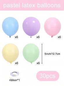 10/15/30/50个大号马卡龙色气球，18/12/10/5英寸圆形乳胶气球，适合迎婴派对、生日派对装饰 - 彩色 - 查看 30