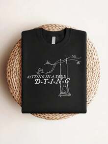 How Did It End? - TTPD Shirt | Ghost Sitting In A Tree D Y I N G Lyrics Shirt Tay | Casual And Comfortable Top, Non-Stretch, Round Neck And Short Sleeves, Unisex, Breathable, Ideal For Everyday Wear And Sleep. - Black - View 3