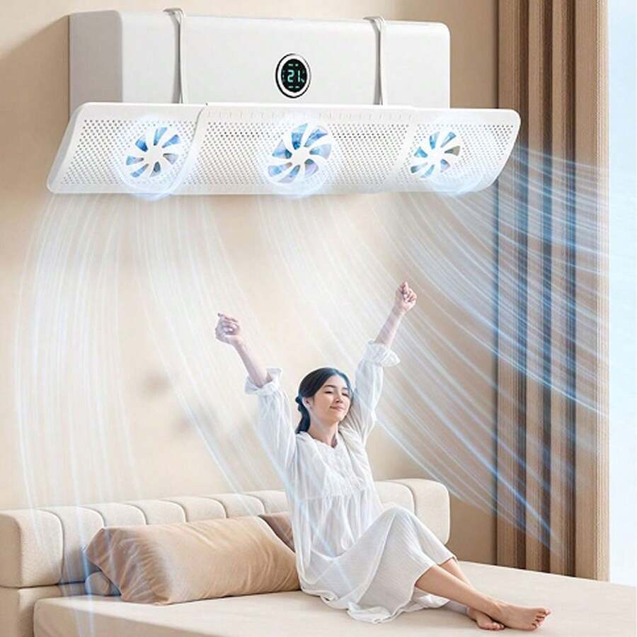 1pc Adjustable Air Conditioner Airflow Deflector With Fan, Versatile Vent Mounted Airflow Diverter, No Power Needed Easy Installation, Helps Improve Air Circulation And Comfort In Home Cooling/Heating - Hollow Out - View 1