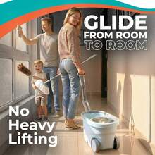 Spin Mop & Bucket Set - 360° Self-Wringing System With Wheels, StainlSteel Handle - Hands-Free Floor Cleaning For Hardwood, Tile - A - 查看 6