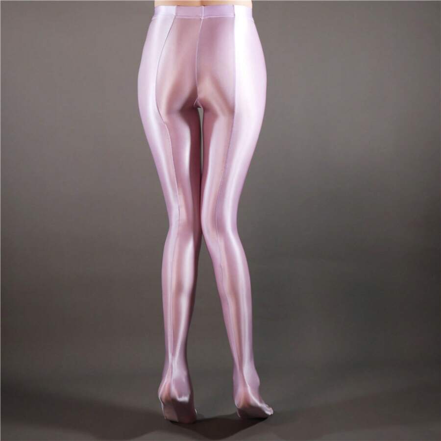 High Waist Sheer Opaque Glossy Yoga Dance Leggings Plus Size 7050 Seamless Footed Tights For Women - 淺紫色 - 查看 1