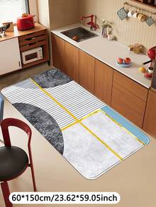 1pc Gray Geometric Pattern Kitchen Mat, Flannel Rectangle Decorative Floor Rug, Soft Washable Entryway Doormat, Suitable For Living Room, Bedroom, Study, Game Room, Classroom And Indoor/Outdoor Decor, Holiday Gift - View 15