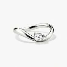 奢华S925纯银梨形立方氧化锆波浪戒指，女士款 - Zircon Wave Ring - 查看 12