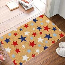 1 Piece Doormat, Patriotic Stars Natural Doormat, Independence Day Red Blue White Stars Doormat, Non-Slip Entrance Mat, Suitable For Independence Day Home Decoration - 1PC - 查看 10