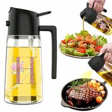 470ml 2-In-1 Oil Spray Bottle, 16 Ounce Glass Leak Proof Oil Bottle, Large Capacity Kitchen Bottle Splitter, Letter Pattern Spray Bottle, Suitable For Cooking, Stir Frying, Baking - Spray Bottle - Black - View 32