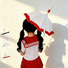 Lolita Style Pagoda Umbrella For Women, Suitable For DIY Handcraft, Retro Victorian Lace Ruffle Long Handle, Wedding Photography Prop, Cute Cosplay Party Summer Accessory (No Sun/Rain Protection Function) - Multicolor - View 1