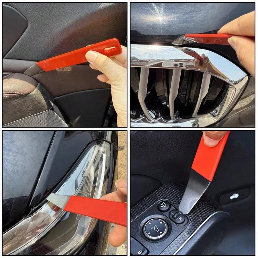 1 Palanca de desmontaje del panel de la puerta del coche, Herramienta de desmontaje de la consola central, Palanca de acero para modificación interior, Herramienta de reparación de automóviles, Herramienta esencial para el interior del automóvil, Con mango antideslizante. - A - Ver 1