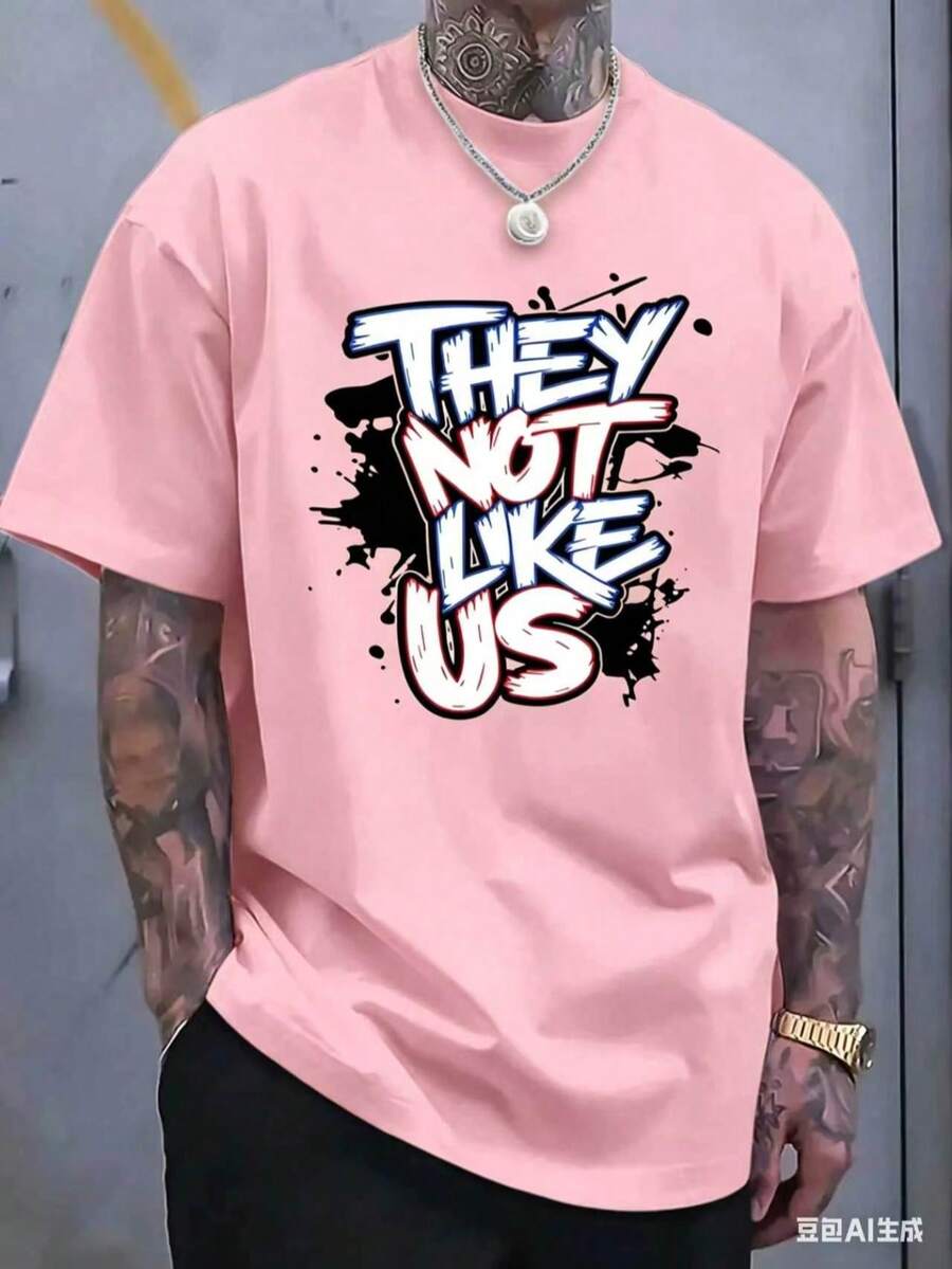 Men's Fashionable Summer Patterned Short-Sleeve T-Shirt, Cool And Stylish, With Unique Printed Designs. Suitable For Various Occasions, With A Wide Range Of Colors And Styles - Hồng - Xem 1