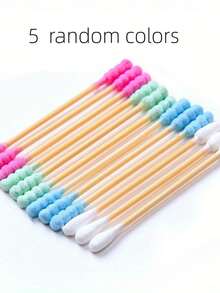 100 piezas de bastoncillos de doble punta de alta calidad, para una limpieza eficiente de los oídos y la nariz, así como para la aplicación de maquillaje - Multicolor - Ver 10