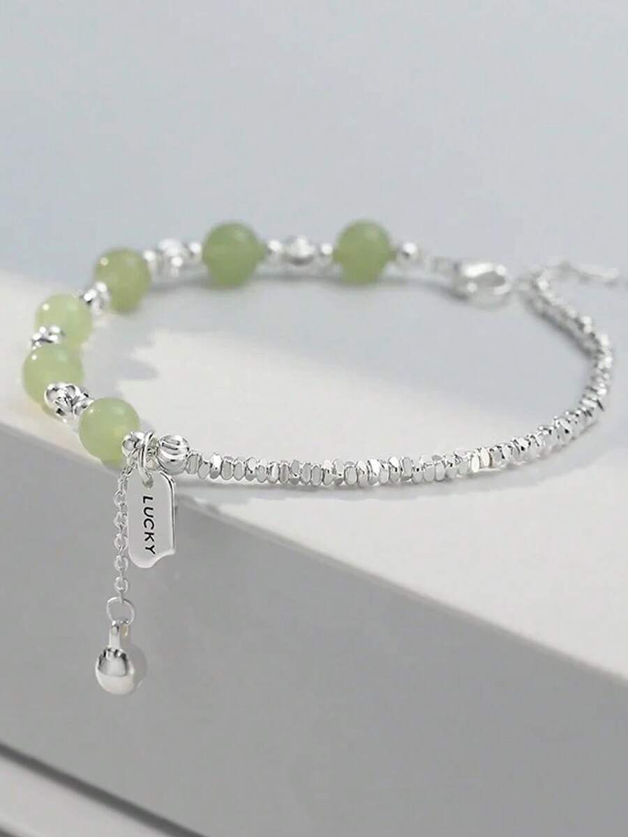 1pc Summer Jade-Like Lucky Bell Bracelet For Women, Unique Gift Idea For Mom, Elegant Jewelry - Bracelet - View 1