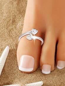 1pc S925 Sterling Silver Delicate Romantic Heart Shaped Toe Ring, Sweet & Cute Versatile Casual Luxury Heart Open Toe Ring, Asymmetrical Design Fashionable Niche - Love - View 8