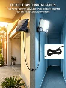 1pc Split-Type Solar-Powered Sensor Wall Lamp 144 LED Single/Double Sensor Wall Lamp Waterproof Multi-Level Dimming Suitable For Courtyard Security, Garage Lighting, Villa Exterior Walls, Emergency Lighting And Other Multiple Lighting Scenarios - 144 LED Split-type Induction Wall Light - View 6