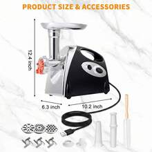 Meat Grinder Electric Vegetable Fruit Mixer Chopper Machine Sausage Maker For Hom Stainless Steel Meat Grinder Sausage Maker  Sausage Stuffer Tube And Kubbe Kit For Home Kitchen Use - Black - View 11