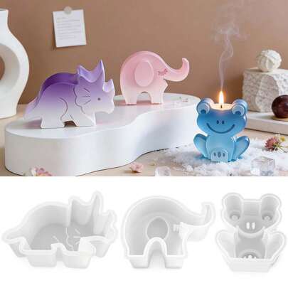 1pc Elephant, Dinosaur, Frog Sitting Silicone Candle Mold, DIY Resin Casting Decorative Mold