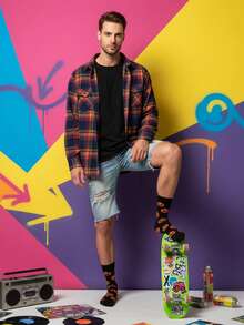 1/3 pares de calcetines de media caña de unicolor para hombres, calcetines casuales suaves y cómodos - Multicolor - Ver 5