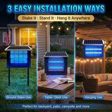 4500V Solar Mosquito Repellent Lamp, Powerful Bug Zapper With Auto Dusk-To-Dawn Light Sensor For Indoor Outdoor Use - màu đen - Xem 2